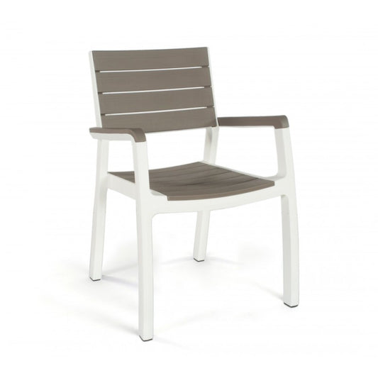 Silla exterior con reposabrazos Blanco Cappuccino HARMONY 59x60x h86 cm