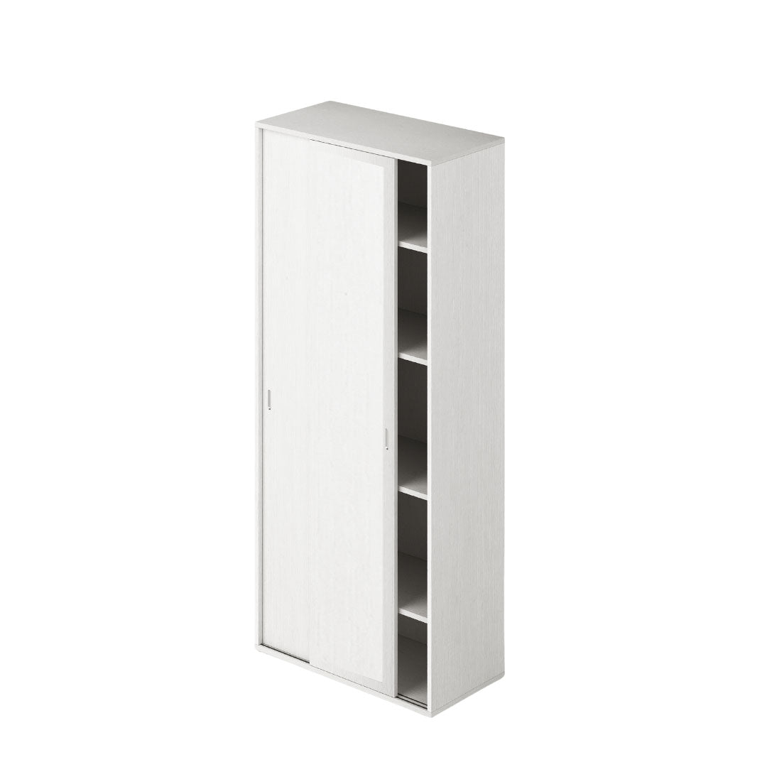 White Sliding Door Wardrobe with Shelves H212x90x43cm