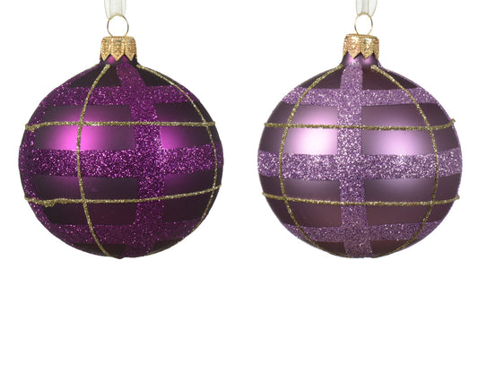 Matte Glass Christmas Ball with Polka Dots, Assorted Colors, ø 8cm