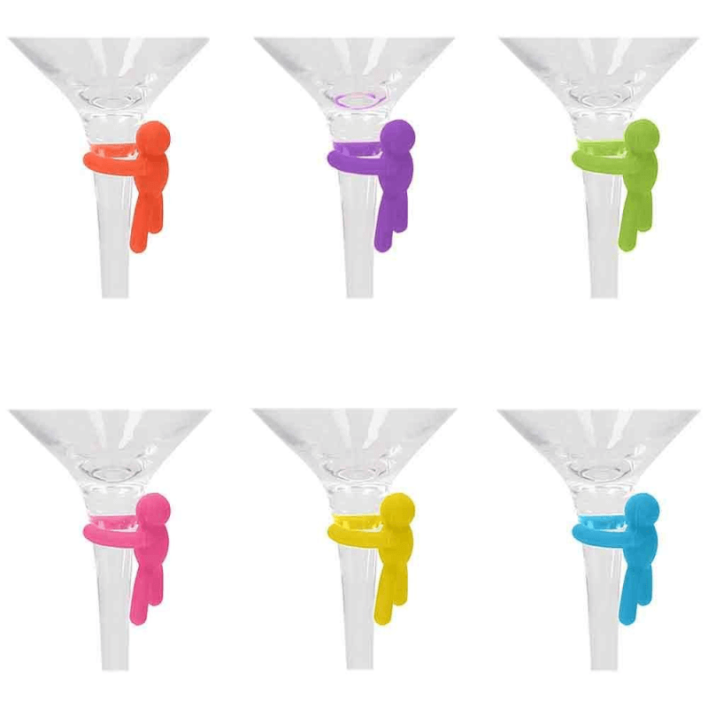 Set of 6 Omini markers for goblets in multicolor silicone