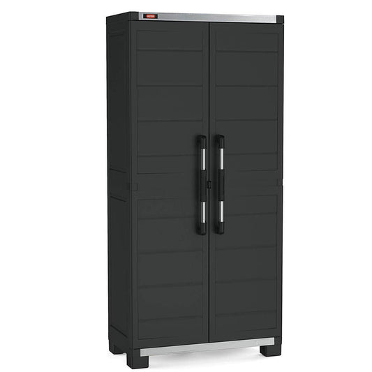 High plastic cabinet 4 reinforced shelves 88x45x181H cm. black Garage XL