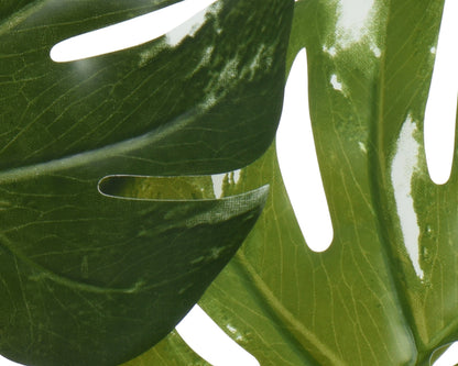 Artificial green flower in polyester with stem