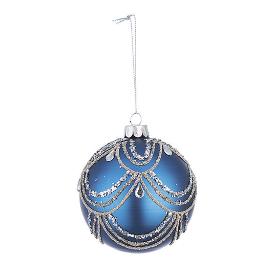 Weihnachtskugel in Lavish Blue Glas 8 cm