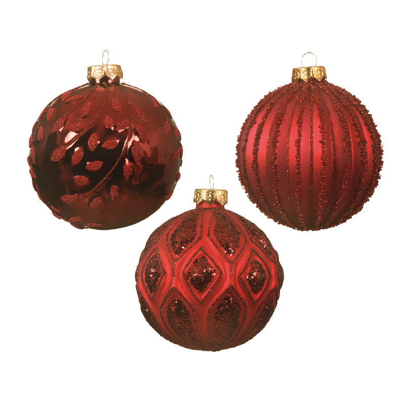 Assorted red Bauble Christmas ball Ø10cm