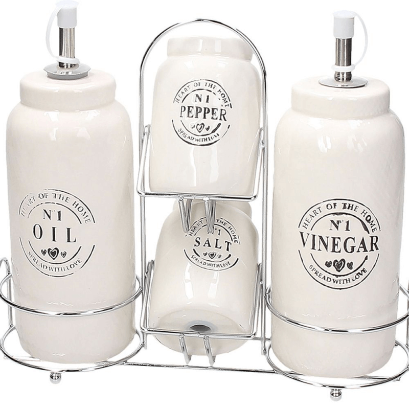 MENAGE OIL/VINEGAR/SALT/PEPPER Beige Ceramic