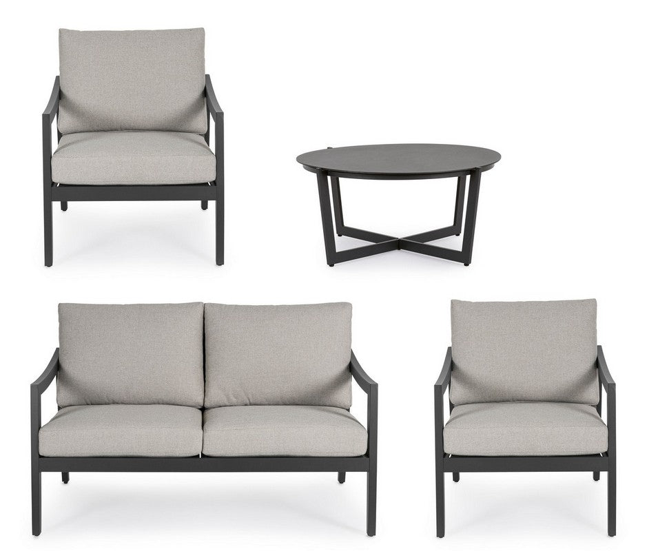 Sirenus anthracite gray 4-piece lounge garden set with cushions