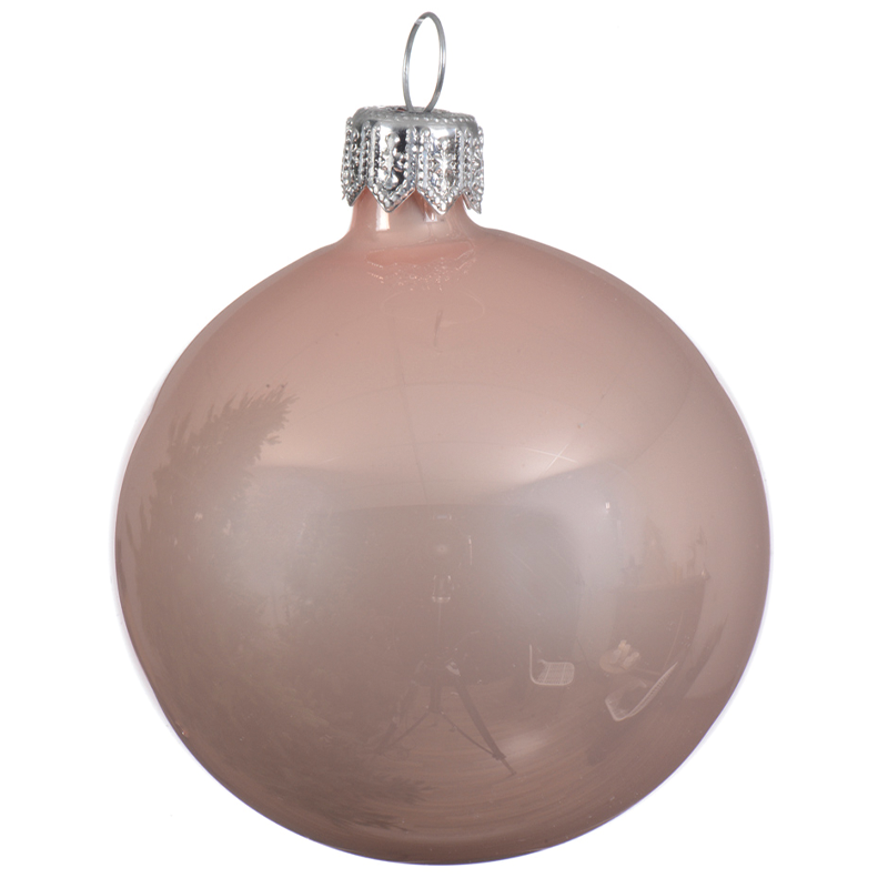 Glossy pink glass Christmas ball Ø10 cm