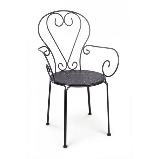 Garden Chair With Armrests In Anthracite Steel Etienne 49X49X H89 Cm