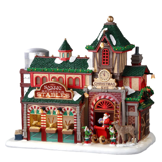 Santa's Reindeer Stables for Christmas Village - Dimensions: x