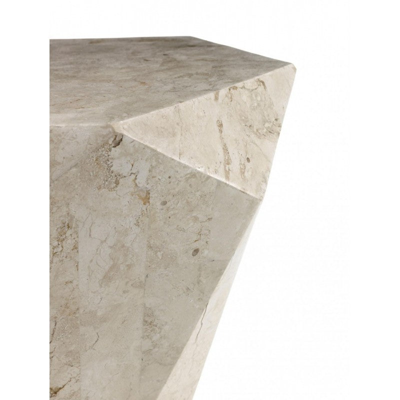 Mesa auxiliar moderna de piedra beige 60 x 60 x h 50