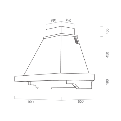 FEELING extractor hood in white stainless steel and 90 cm tobacco-coloured wooden frame