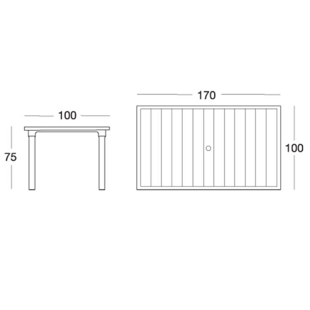 Mesa exterior topo 170x100x75H cm Ercole Scab