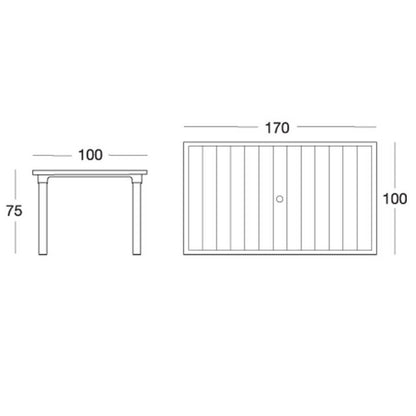 Taupe outdoor table 170x100x75H cm Ercole Scab