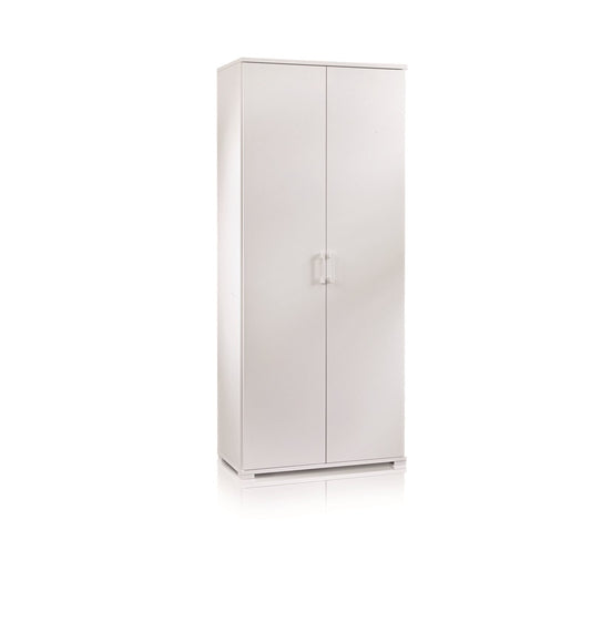 Mueble con doble puerta y cuatro estantes regulables, puertas blancas