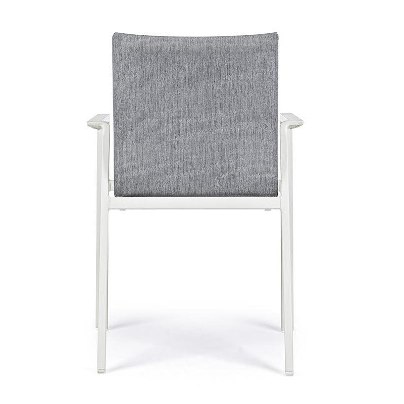 Outdoor Chair In White Aluminum With Dark Gray Cushion Odeon 55.5X60 H83 Cm