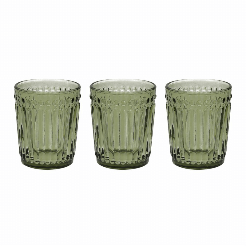 Set 3 Green Glasses Cc300 Dorico Green Glass