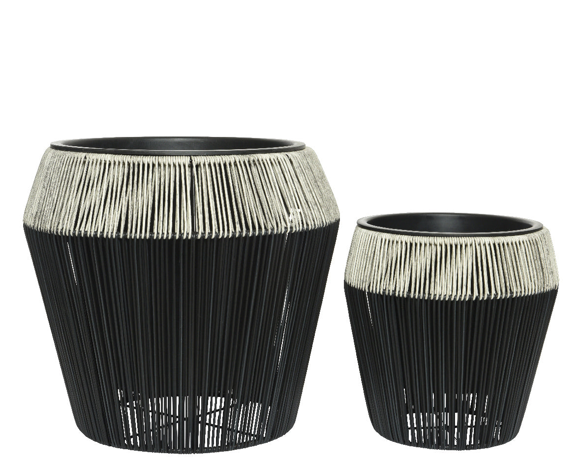 Ruby outdoor wicker planter set 2 D42 cm black