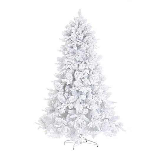 Árbol de Navidad blanco cubierto de nieve Alberg H 210 x Ø130 cm