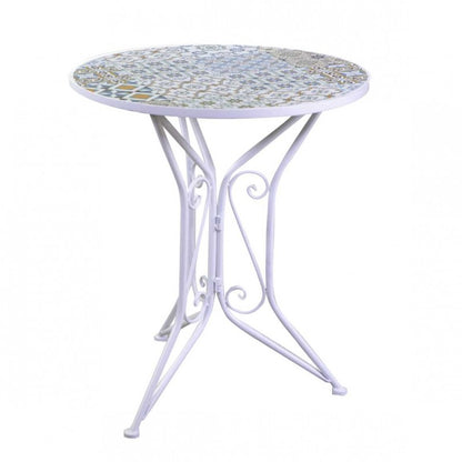 Wrought iron table with mosaic and chairs