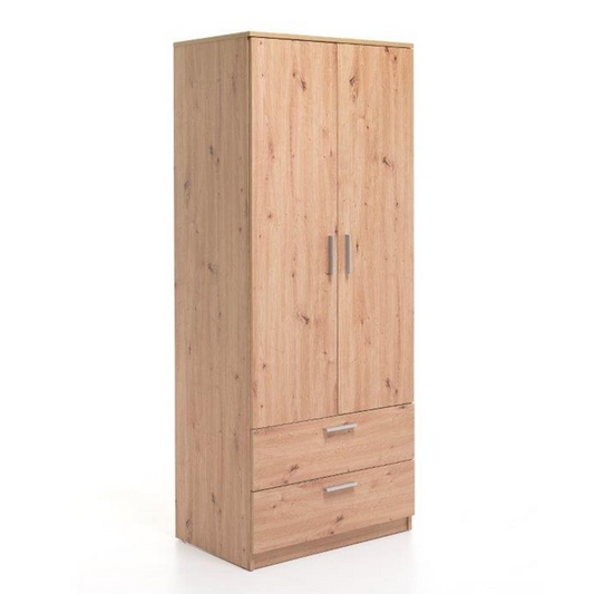 Stilvolles und funktionales Chelsea 2-Türer und 2-Schubladen-Schrank 80 x 53 x 196H cm