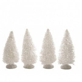 White Pine Trees Christmas decoration 4x h10 cm 4 pieces