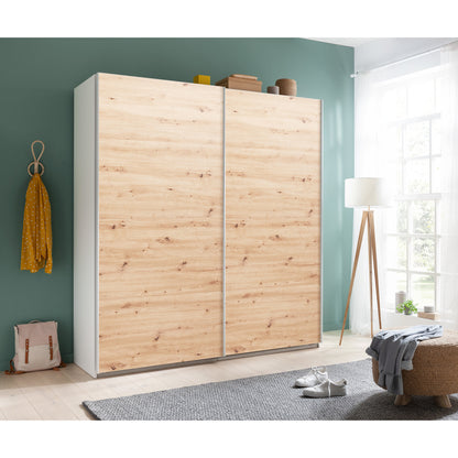 Wardrobe with 2 oak/white sliding doors