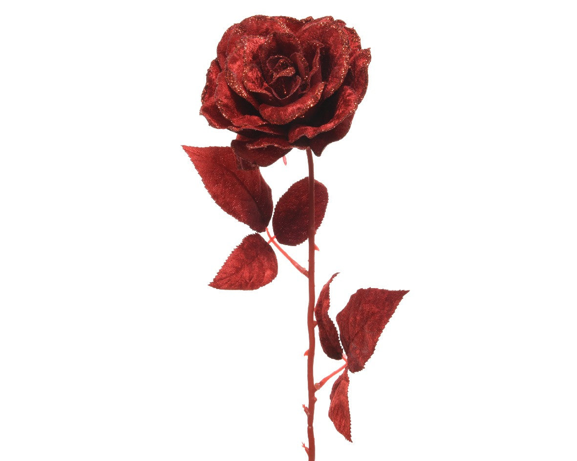 Decorative rose with red glitter 10x22x60 cm