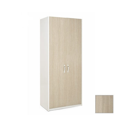 Wardrobe with 2 doors, white case and elm colored front, 91x52xH 210 cm