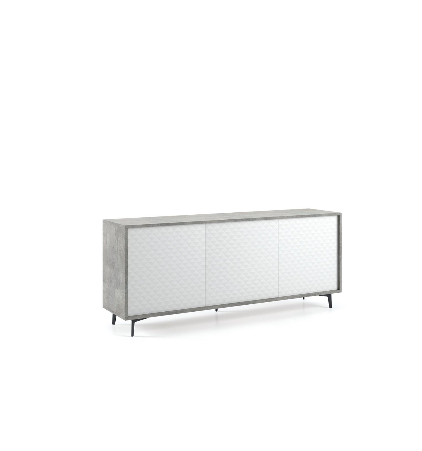 Sideboard with Cement Structure and White Dama Doors. Push opening in concrete with white DAMA doors