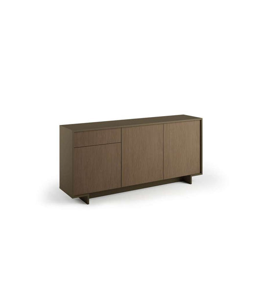 Sideboard with 3 doors and drawers in dark ribbed bronze