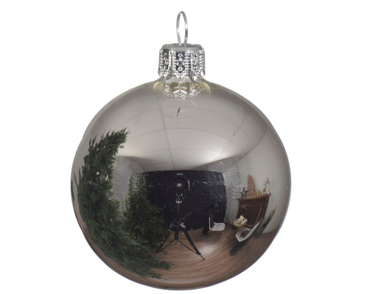 Shiny Silver Christmas Glass Ball Ornament ø 6cm