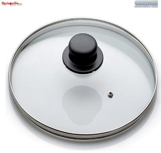 Gnali Tempered Glass Lid With Stainless Steel Edge With Vent Hole - 12