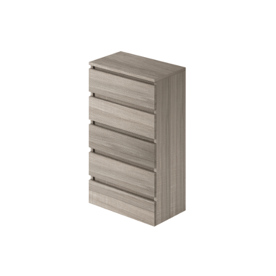 Cómoda de olmo en madera de melamina con 5 cajones H.124x75x40 cm