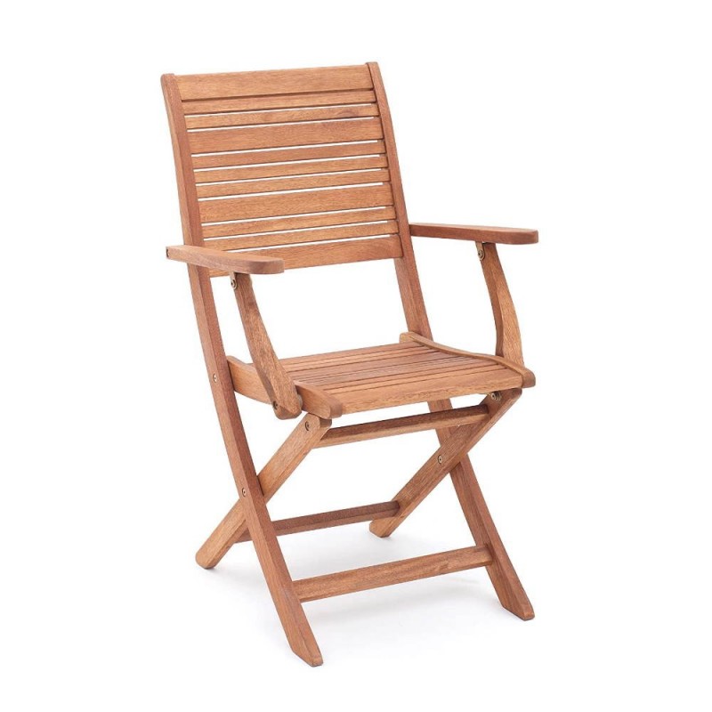 California folding wooden armchair with armrests