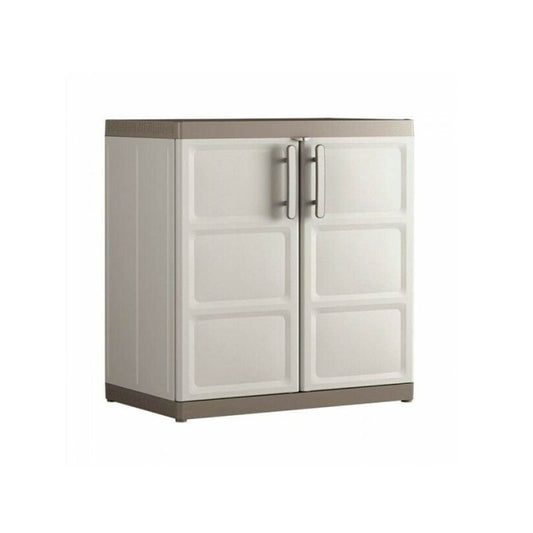 Low multipurpose wardrobe with two doors and two shelves Beige EXCELLENCE 89x54x h93 cm