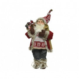 Fabric Santa Claus with skis 30 cm Christmas decoration