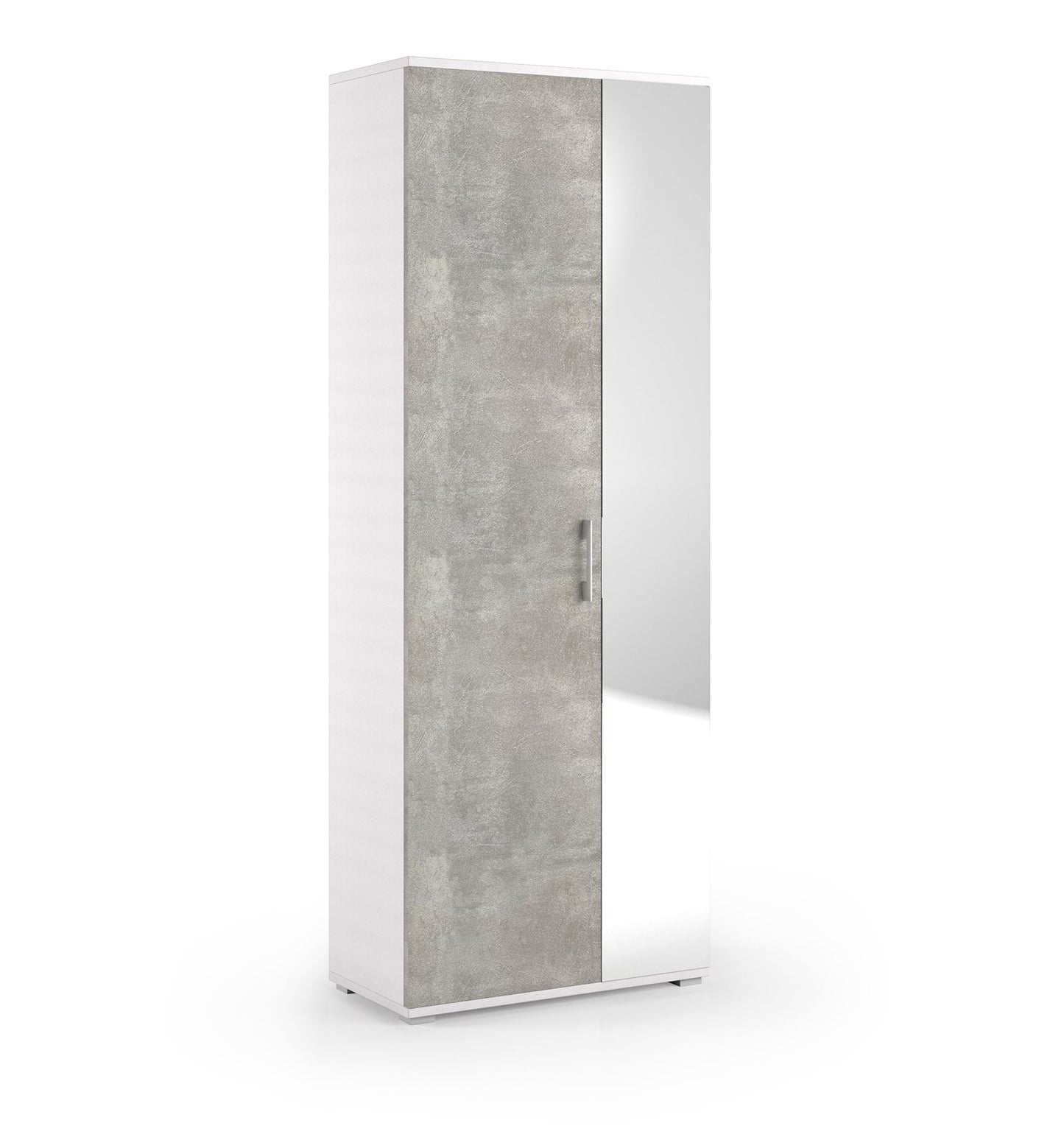 Multipurpose with mirror 1 drawer and 6 internal shelves, white concrete door with mirror