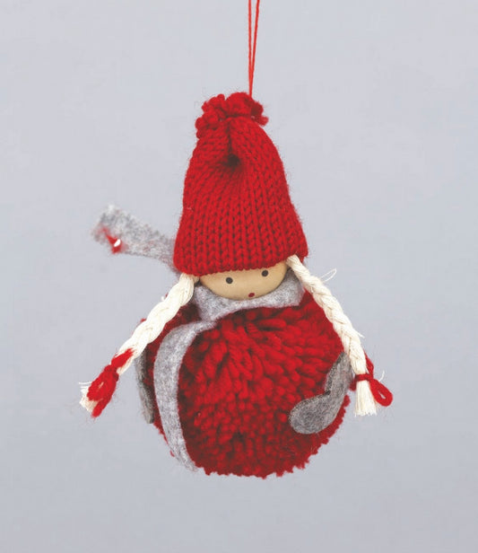 Available Baby Cm.12 Body Red Ball Pon Pon C/Scarf And Gray Gloves Christmas decoration