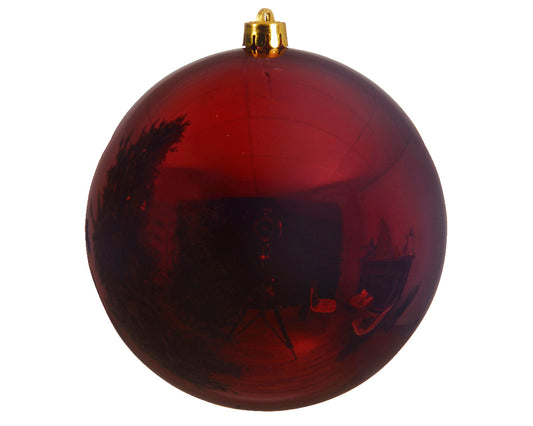 Dark Red Shatterproof Glossy Christmas Ball Ornament 40cm