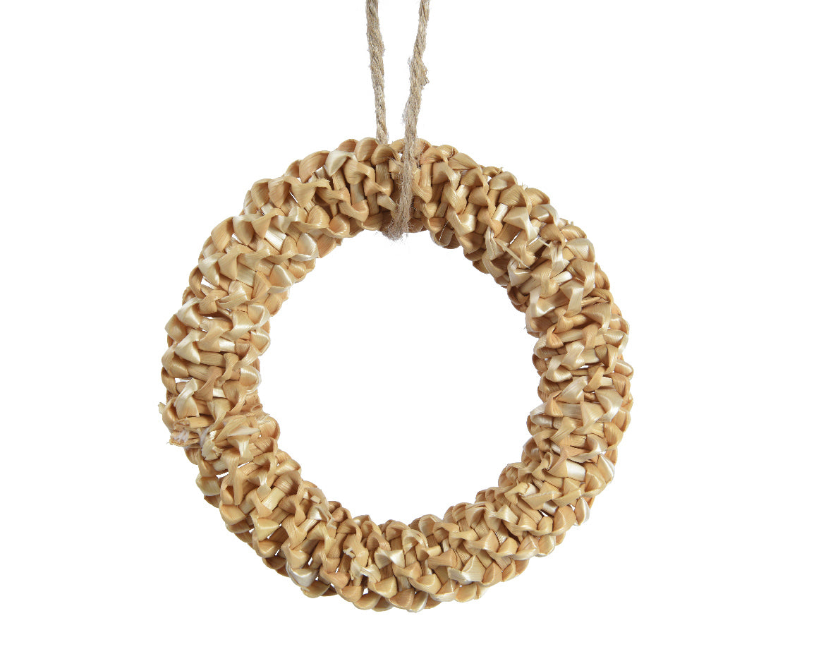 Natural Color Decorative Straw Christmas Ball Ornament 2cm H x 9cm ø