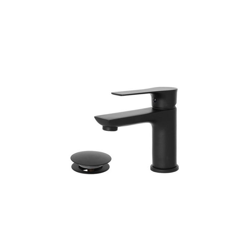 Miscelatore Lavabo in Acciaio Serie FLAT Nero Opaco