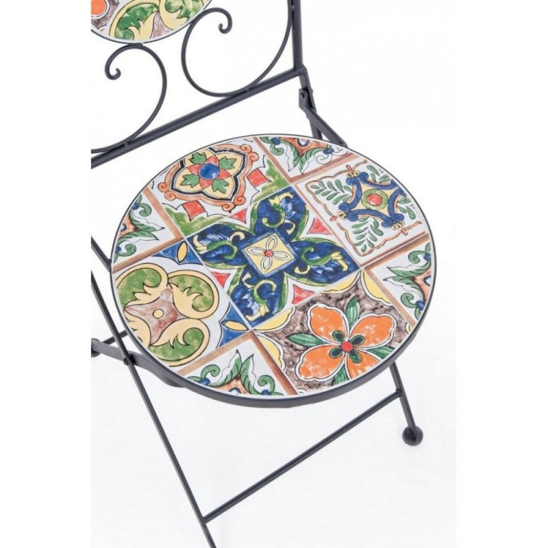 Outdoor Garden Chair In Steel With Folding Ceramics