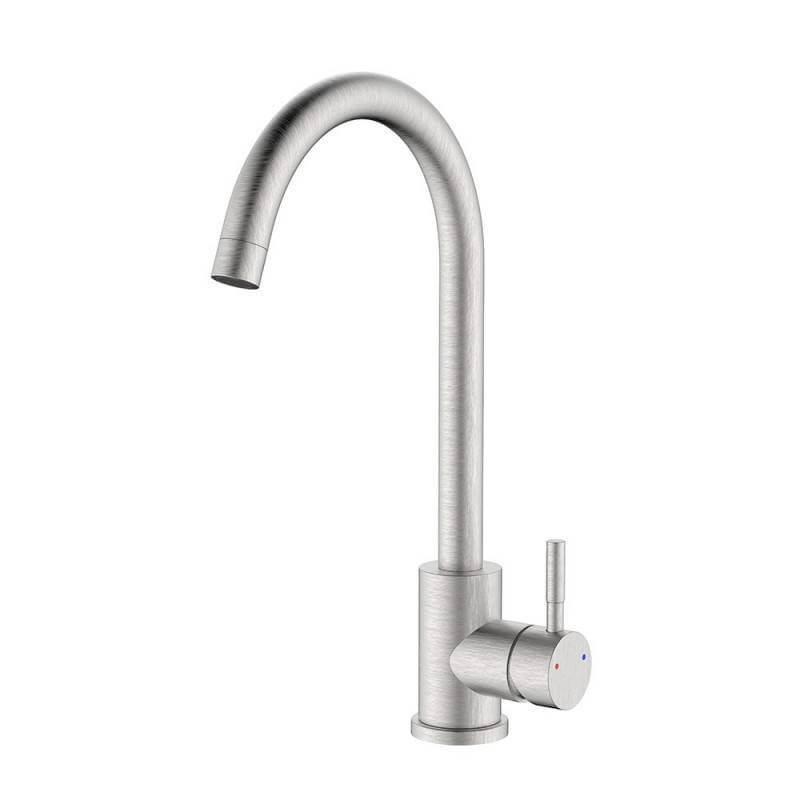 High spout brushed steel sink tap, water saving - Bronx Series