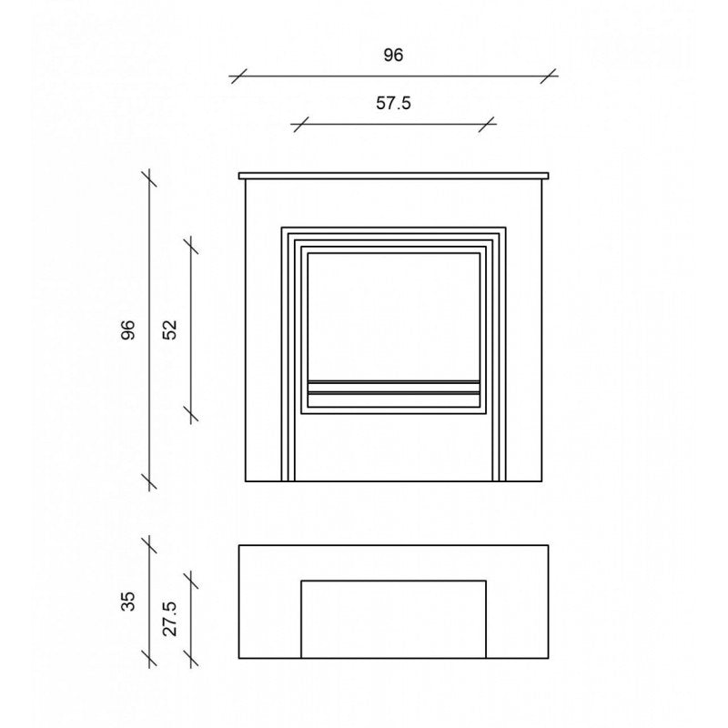 Modern White Bioethanol Floor Fireplace - 96 x 35 x 96 cm