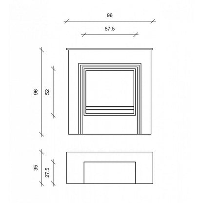 Modern White Bioethanol Floor Fireplace - 96 x 35 x 96 cm