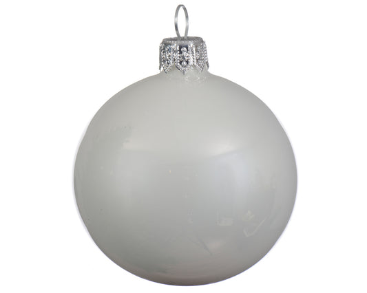 Glossy white Christmas bauble ø 10 cm