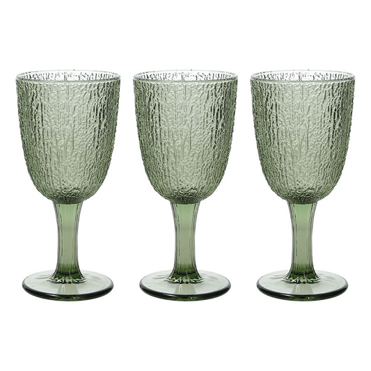 Set 3 Green Glass Goblets 250 Cc Davor Line