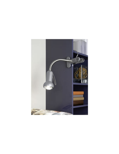 Desk lamp with jointed arm and clip, silver colour, brand Fabio Eglo.