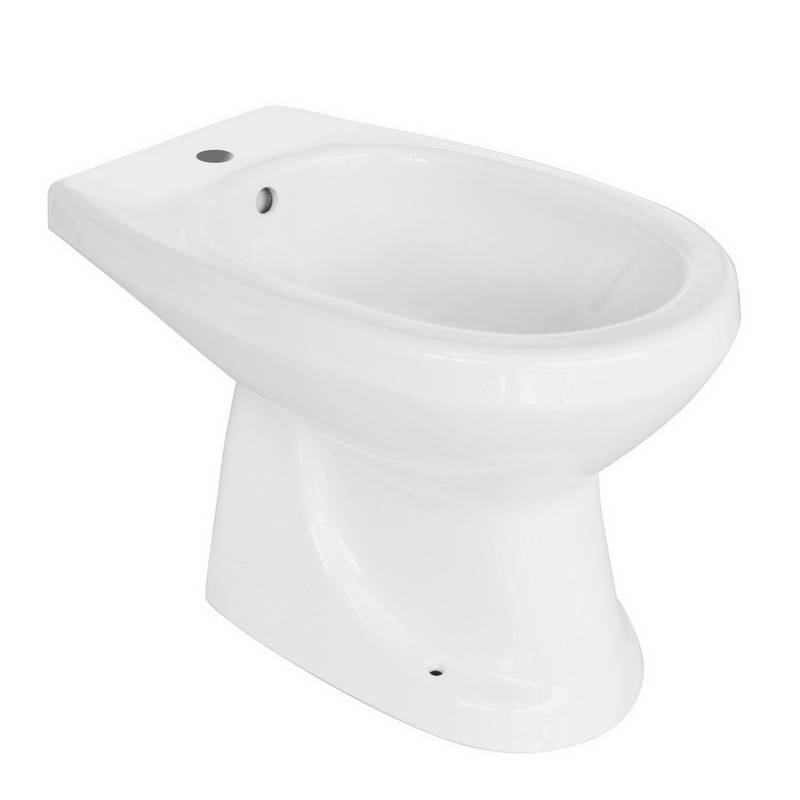 Floor-standing bidet in white porcelain with fern motif