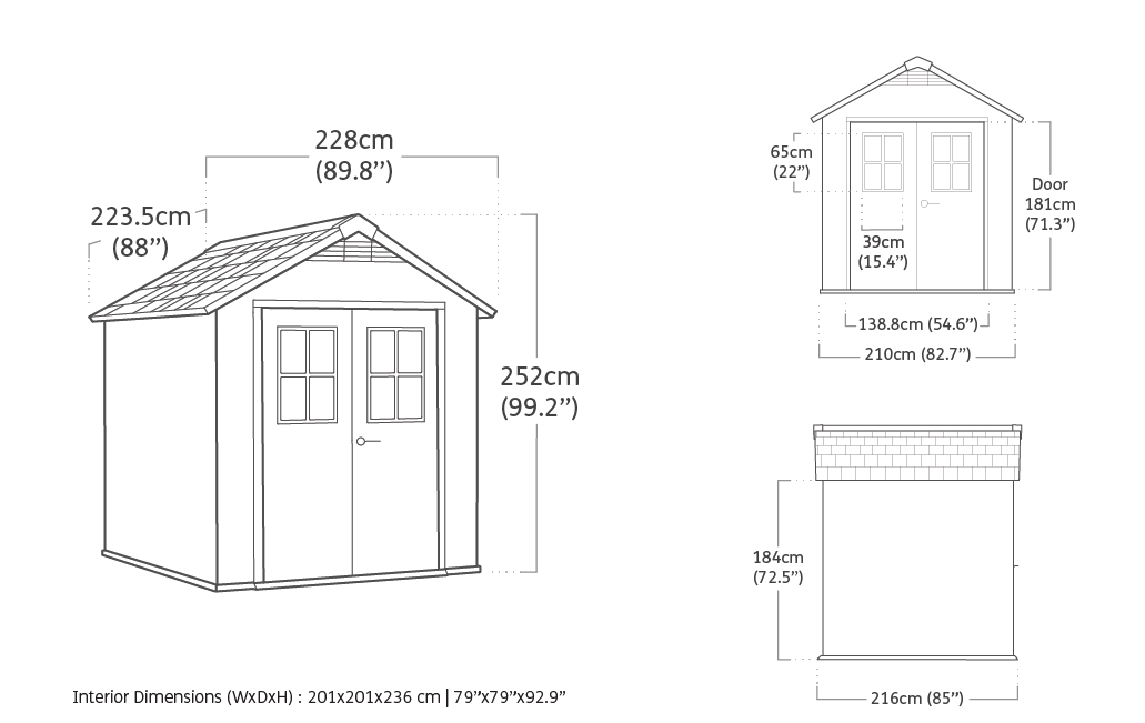 Classic Garden Shed Newton 757 Evotech by Keter - H252.0 x W228.0 x D223.5 cm